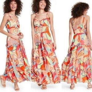 Alexis x Target Abstract Pattern Multi Color Tiered Ruffle Dress